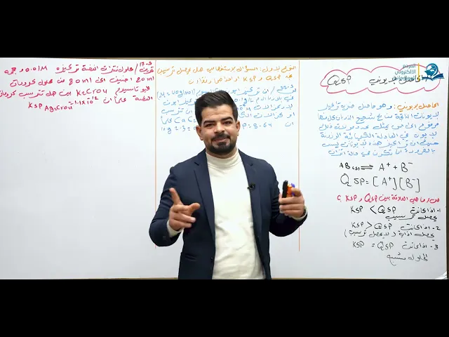 كيمياء السادس العلمي / الفصل الثالث / المحاضرة (18) النوع الثالث :الحاصل الايوني Qsp