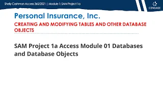 Microsoft Access Module 1 Project 1a - Creating and Modifying Tables