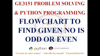 FLOWCHART TO CHECK ODD OR EVEN GE3151 PROBLEM SOLVING AND PYTHON PROGRAMMING NOTES