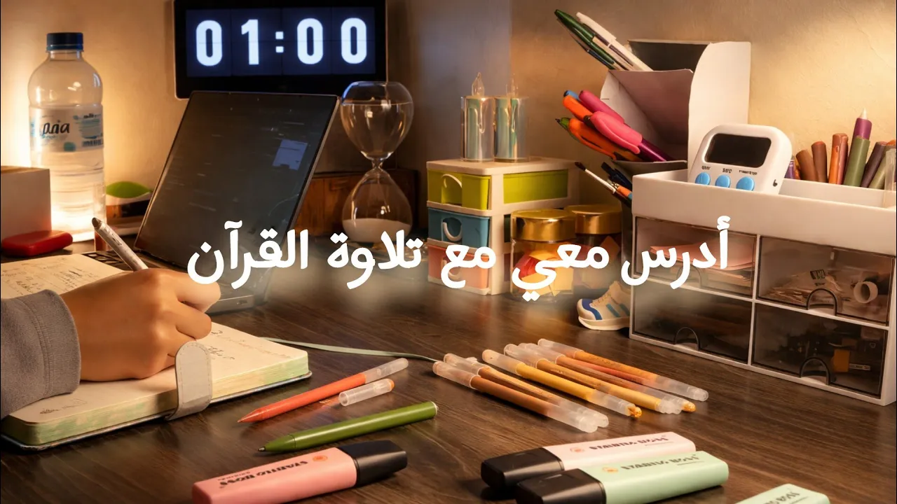 ادرس معي ساعة من التركيز مع تلاوة القرآن الكريم| تركيز عميق📖 | Study With Me 1 Hour