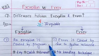 Difference Between Exception and Error Learn Coding