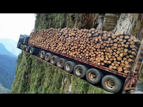 Download MP3 Extreme Dangerous Monster Logging Wood Truck Driving Skills, Climbing Loading Truck Heavy Equipment