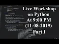 Live Workshop on Python Programming Language Part I
