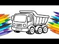 How to Color a Dump Truck Easy Truck Coloring for Kids CocoWinky