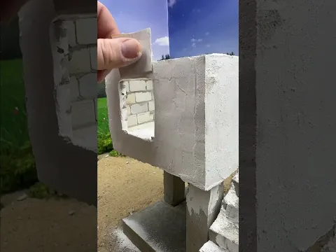 Incredible tiny-cement house made with mini bricks 🧱 #miniature #diy