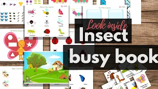 Insect busy book Printable file folder activities Learning binder for toddlers