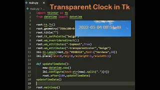 Transparent Background Python Tkinter Clock Edited