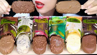 asmr magnum ice cream bar magnum almond matcha crumble classic chocolate luxe cookies u0026 cream