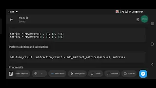 Python Adding and Subtracting Matrices