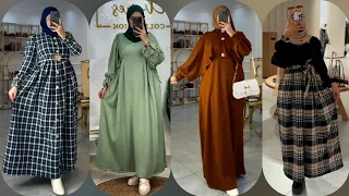 أجمل واشيك موديلات فساتين شتاء 2025 للمحجبات دريسات خروج للبنات موضة شتاء 2025 Winter 2025 Dresses 