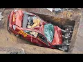 Massive Scrap Yard in Action Car Shredding Metal Recycling Heavy Machines CAT Liebherr Danieli