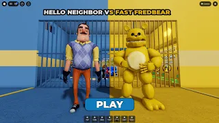 HELLO NEIGHBOR VS FAST FREDBEAR PRISON RUN! Obby roblox Gameplay Walkthrough No Death