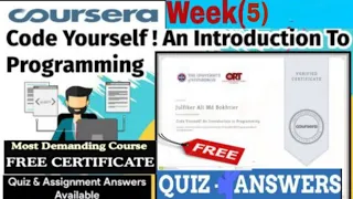 Code Yourself An Introduction to programing Course Week 5 Quizz answers Coursera Answers