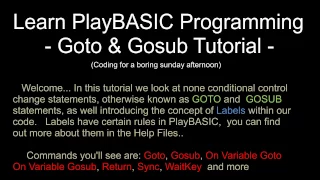 PlayBASIC Tutorial Intro to GOTO GOSUB statements Beginners