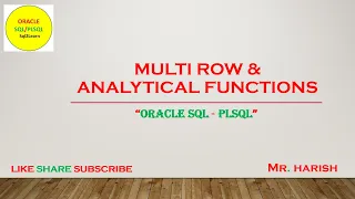 Oracle SQL Multi Row Analytical Functions