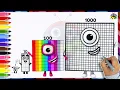 Numberblocks 1000 100 10 1 Drawing Coloring For Kids Learn To Draw Numberblock Easy Art Start