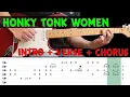 HONKY TONK WOMEN - Guitar lesson - Intro + verse + chorus w/tabs (fast \u0026 slow) - The Rolling Stones