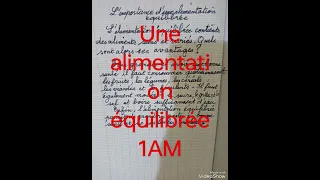 تعبير كتابي بالفرنسية عن التوازن الغذاءي للاولى متوسط 