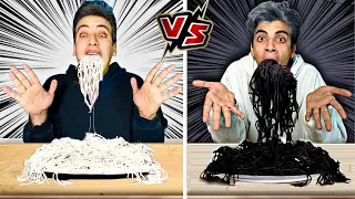 تحدي الأبيض والأسود يوم كامل أكل وشرب 2 Part الحسين الفار عضه 