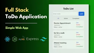 Full Stack TODO list Application React Node Express MySQL Tailwind