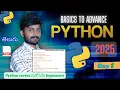 Day 1 python full course in telugu 2025 python topics python for beginners in telugu