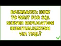 Databases How to wait for SQL Server replication reinitialization via TSQL 2 Solutions