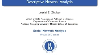 Introduction to SNA Lecture 2 Descriptive Network Analysis