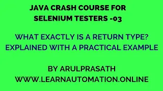 Java Crash course 03 Return Types Explained Tamil Java for Automation