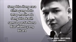 pasha ungu beta mati rasa lirik video lagu ambon hits