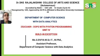 Build In Exception Python Programming SNS INSTITUTIONS