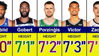 Tallest NBA Players in 2024-2025 Season Victor Wembanyama Joel Embiid Porzingis Zach Edey