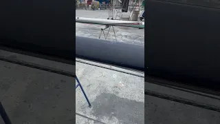 Buffing and waxing the mast while it’s horizontal! So shiny!! #ourladydefiant #yachtracing