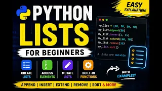 Python Lists Explained Clearly append insert pop sort Beginner to Functions Part 1