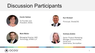 Operationalizing the ESG Business Imperative Sponsored by KPMG ServiceNow Hosted by OCEG