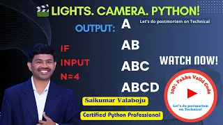 6 Alphabet Pattern Printing in Python A AB ABC ABCD Python for Beginners