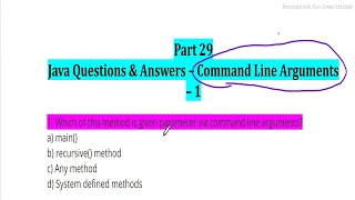 Command Line Arguments Part1 Java Language MCQ for Interview Placement Exam