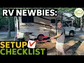 How to Setup Your RV Campsite for Beginners - Water Sewer Electric and Gear PLUS Newbie Checklist