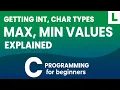 Int Char Data Type limits max and minimum values in C Programming Language