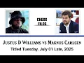 Download Lagu Justus D Williams vs Magnus Carlsen • Titled Tuesday. July 01 Late, 2025