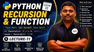 Python Functions Recursion Tutorial Lecture 11 GATE CSE Placements