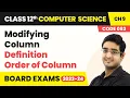 Class 12 Computer Science Chapter 9 Modifying Column Definition - Order of Column SQL CBSE 2025