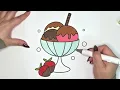 Ice Cream Sundae Coloring Page Free Printable for Kids