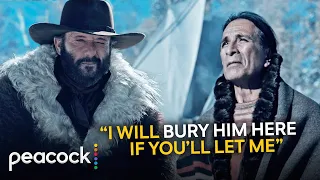 yellowstone red bear asks james dutton if he can bury his father on his land