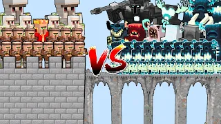 CAN THE WARDEN ARMY CROSS THE BRIDGE AND DESTROY THE VILLAGER GOLEM CASTLE? | Minecraft Mob Battle