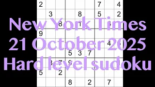 Sudoku solution - New York Times 21 October 2025