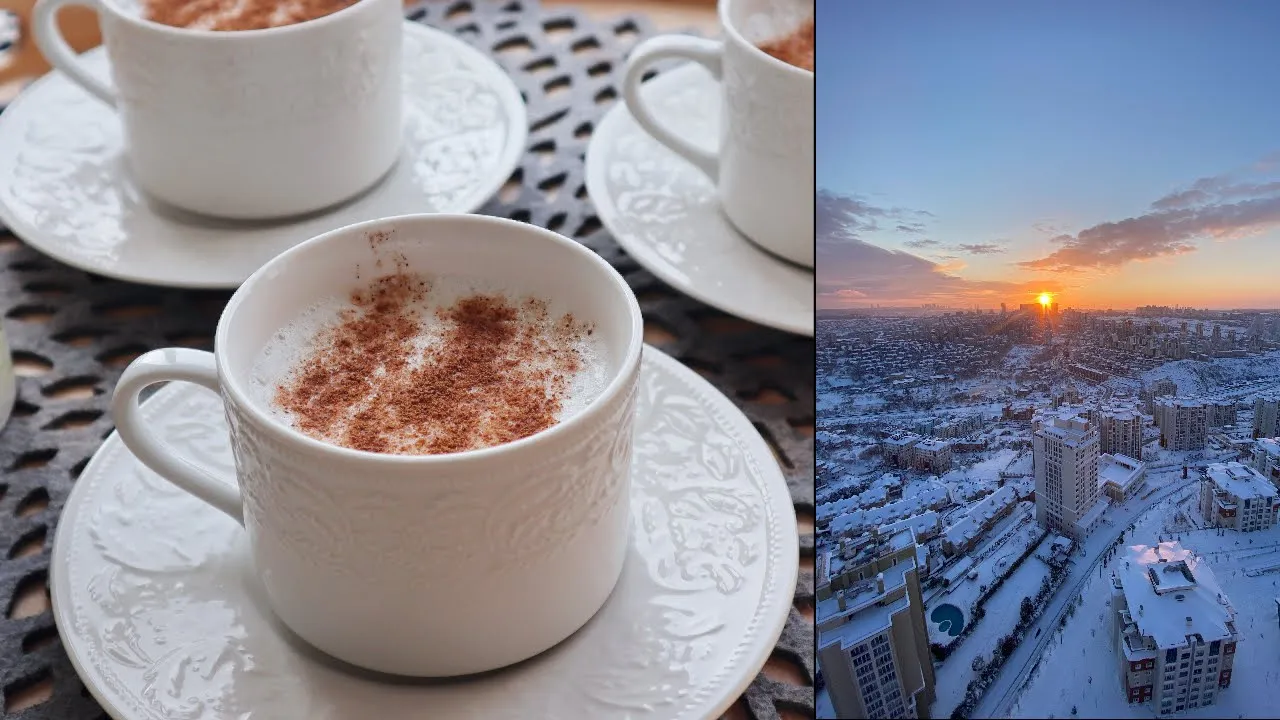 Turkish Hot Drink SALEP & Snowstorm In Istanbul That Closed The City