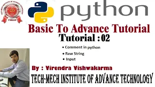 Python Basic to Advance Tutorial 02 Escape Sequence Comment in Python Raw String Input
