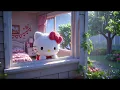 Hello Kitty Valentine Bedroom Rain ASMR Cozy Daytime Rain Sounds Relaxing Ambience