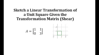 Sketch a Linear Transformation of a Unit Square Given the Transformation Matrix Shear