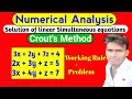 Crout Method crout s method numerical methods crout s method lu decomposition method in hindi